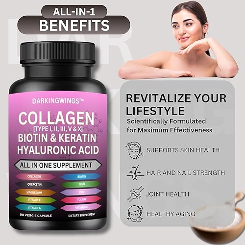 Miniatura 5 de Píldoras Multi Colágeno Péptidos Tipos I, II, III, V y X MCG Biotina Queratina Ácido Hialurónico MSM Vitamina C Zinc Magnesio con Extracto de