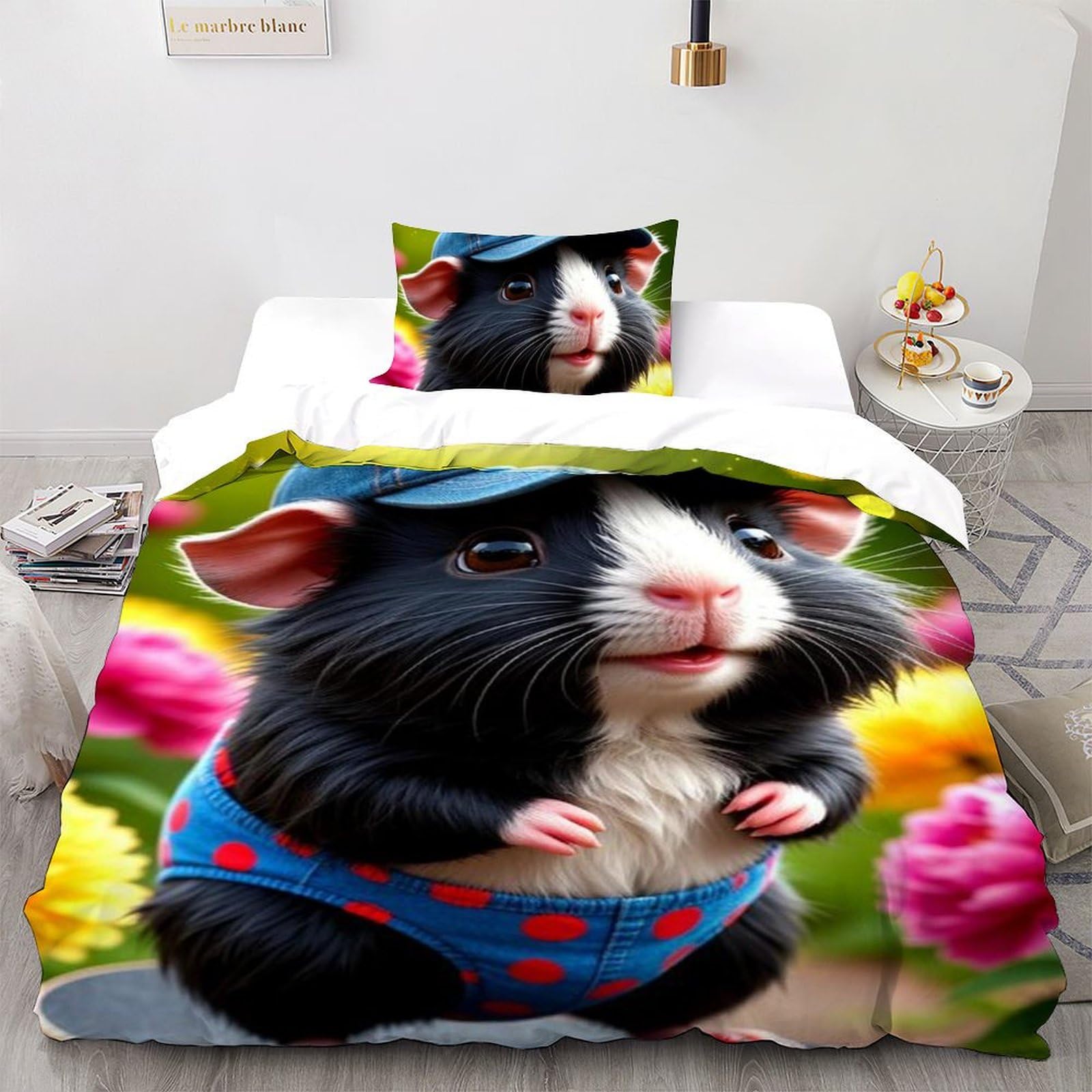 Housse de couette animaux microfibre facile à laver et sans repassage pour lit enfant