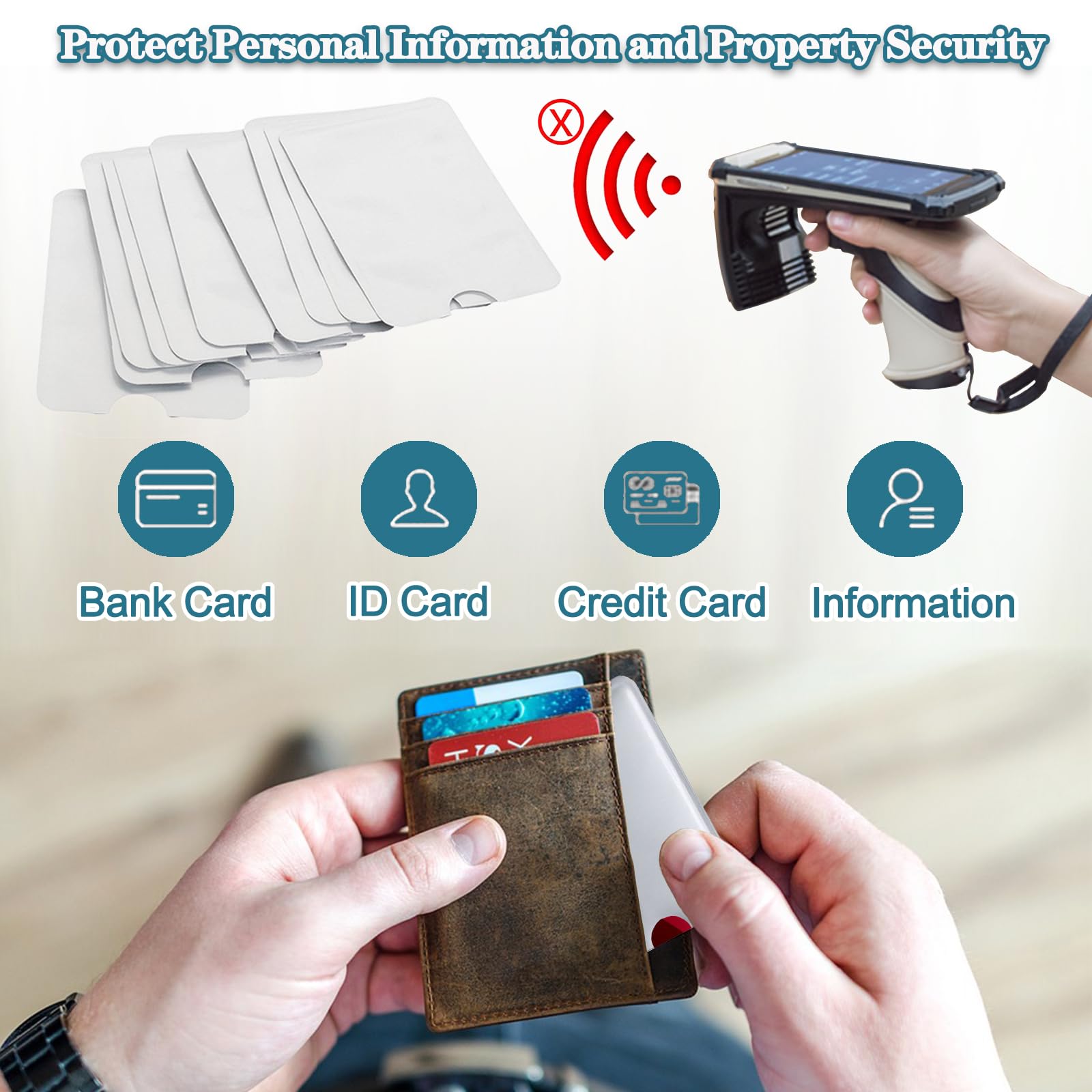 Aigee 28 RFID Blocking Sleeves (24 Credit Card Protector Holders In 12 Colors &amp; 4 Passport Protectors), Identity Theft Protection Secure Sleeve For Credit Cards, Debit Card, 2pcs Clear Plastic Sleeve