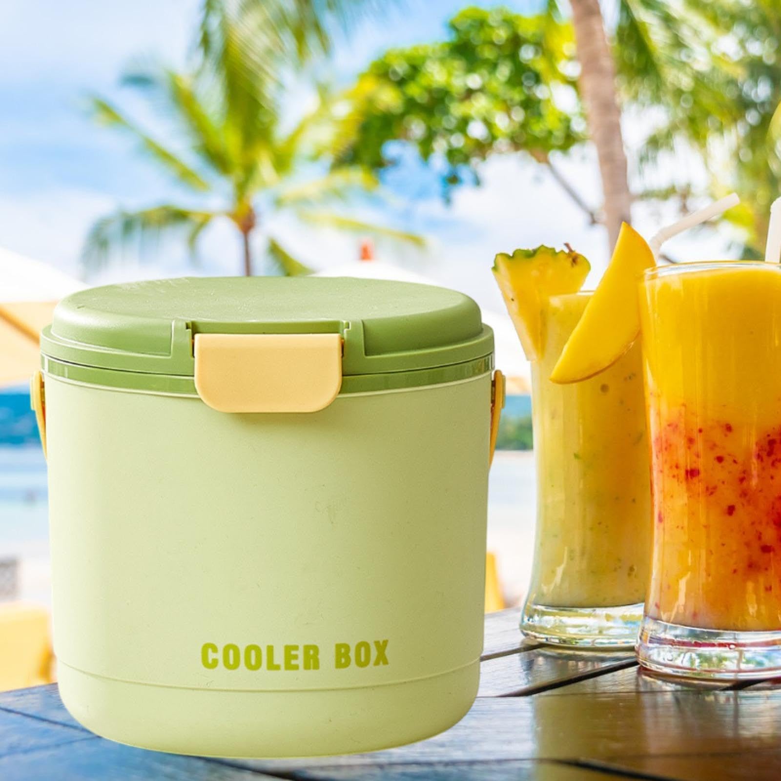 Tragbarer Eisbehälter Getränkekühler Eiskübel mit Deckel Vielseitiger Eiscontainer für Getränke Picknick Camping Aus Robustem PP TPE für Gartenparty R, GrÜn