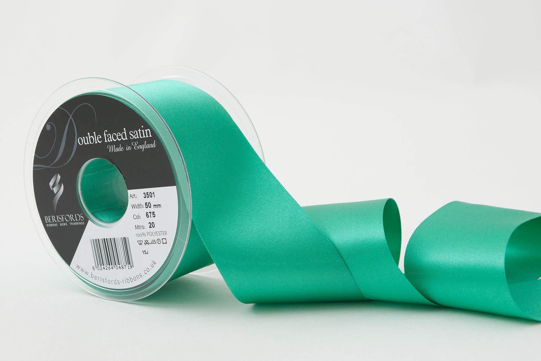 Berisfords Double FACE Poly Satin Ribbon, Parakeet, 10.5x10.5x5.7 cm, 50 mm