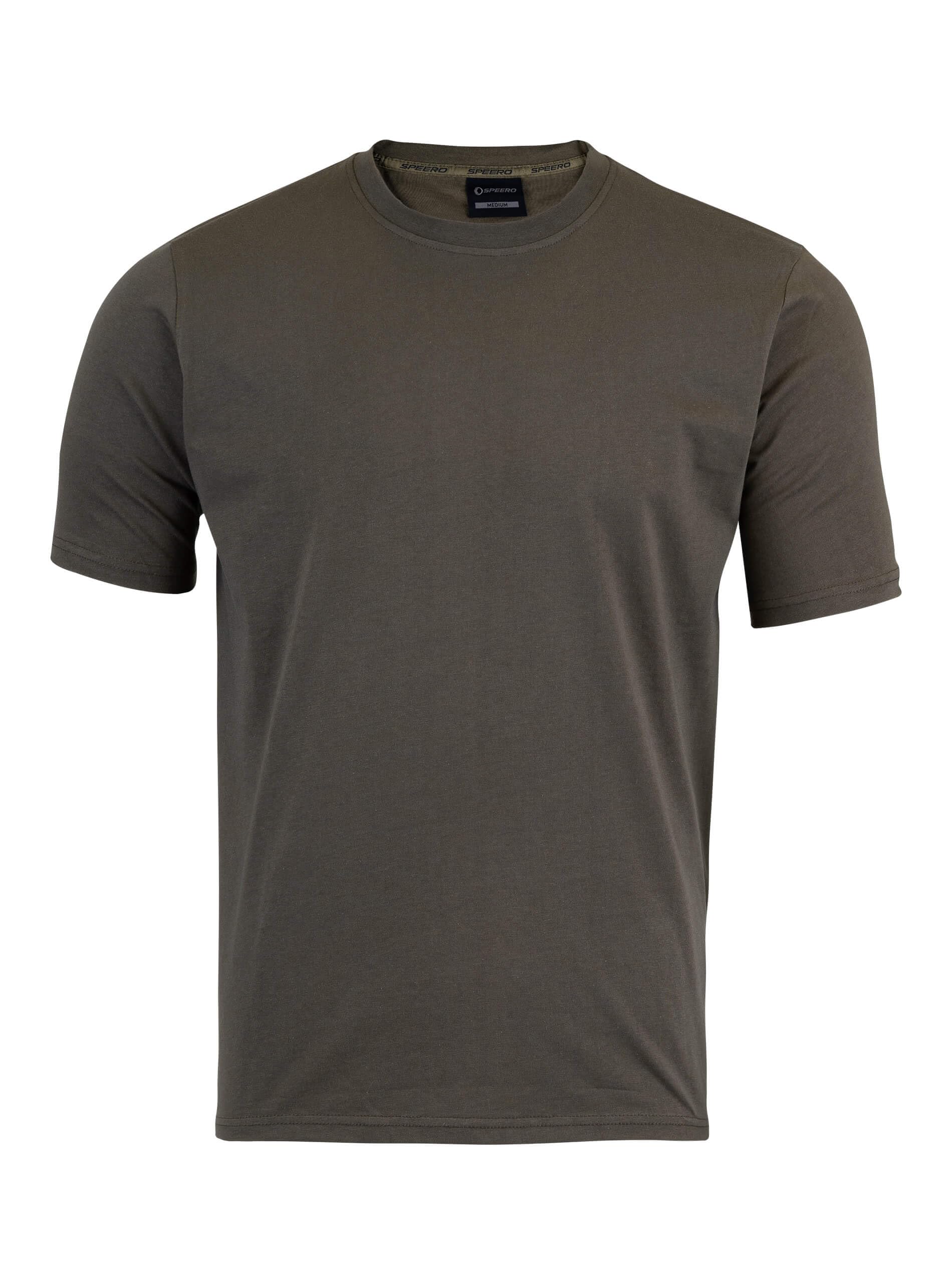 SPEERO Men’s Cotton T-Shirt – Soft Medium Weight Crew Neck Short Sleeve Tee for Everyday Wear, Travel and Outdoor Use – Green, L