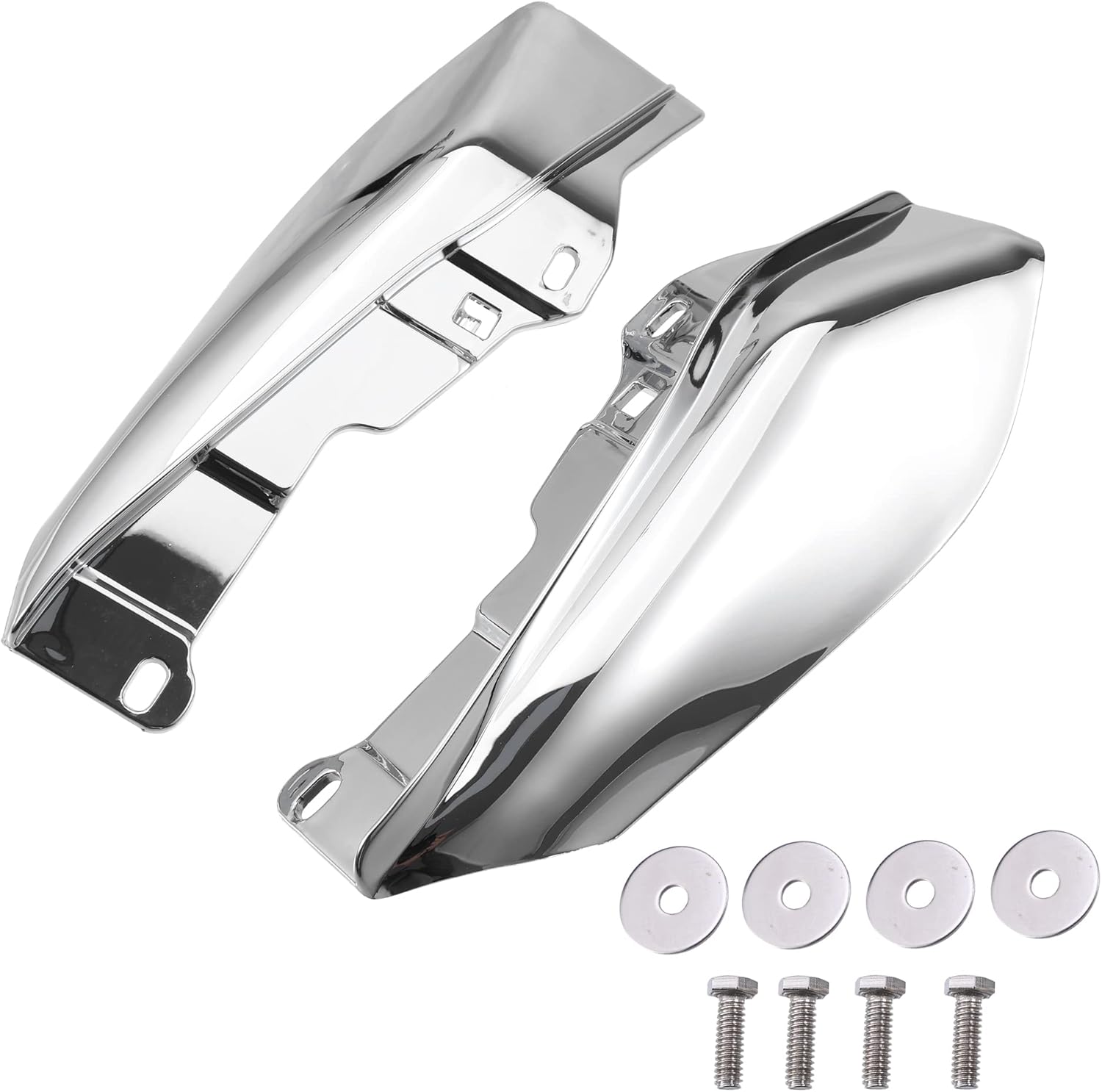 X AUTOHAUX 1 Pair Mid Frame Air Deflector Heat Shields Deflector for Harley Davidson Street Glide 2009-2016 Plating Silver Tone