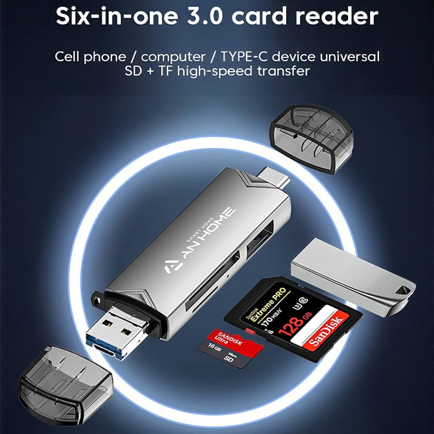 Lettore di schede CF/SD/TF 6 in 1 con doppio hub USB-C, adattatore per lettore di schede USB 3.0 per computer/Android/Micro SD/, adattatore Memory Stick Pro Duo, trasferimento dati ad alta velocità da Lettore di schede CF/SD/TF 6 in 1 con doppio hub USB-C, adattatore per lettore di schede USB 3.0 per computer/Android/Micro SD/, adattatore Memory Stick Pro Duo, trasferimento dati ad alta velocità da