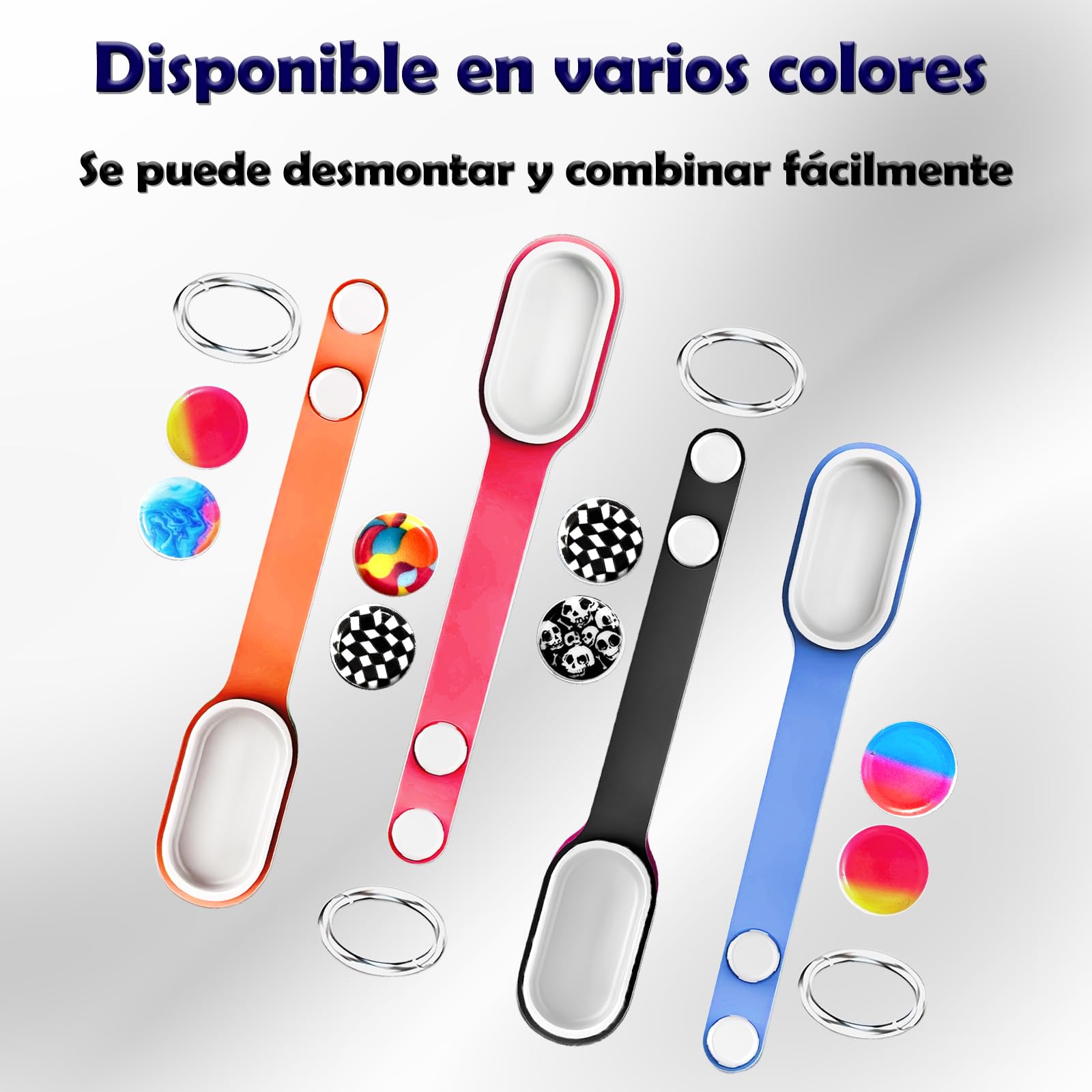 Juguete Antiestrés Magnético Pop 2 Piezas Con Llavero – Fidget Para Adultos Y Niños, Modos Rebote Y Volteo, Azul Y Naranja