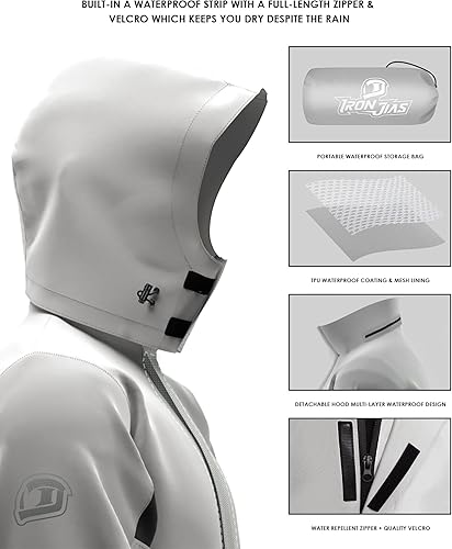 Miniatura 2 de IRON JIA'S Traje de lluvia, equipo de lluvia para motocicleta para hombres y mujeres, chaqueta y pantalones impermeables, impermeable transpirable