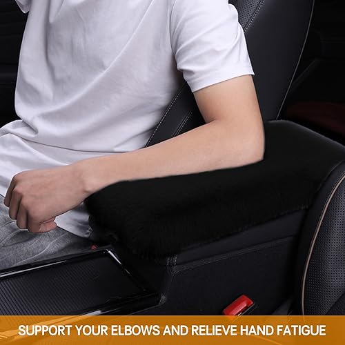 Miniatura 7 de 1 alfombrilla para reposabrazos de automóvil, 11.8 x 7.8 pulgadas, funda de caja de reposabrazos central de felpa de conejo de imitación, cojín