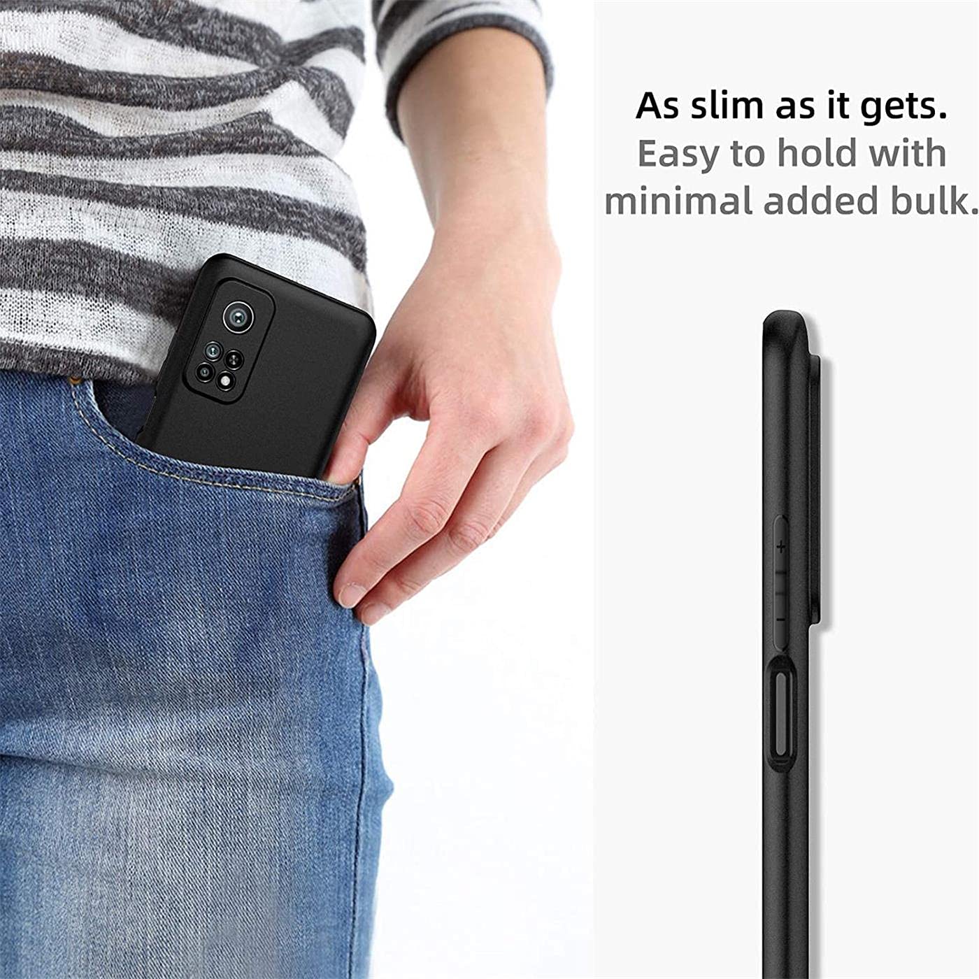 Cover Posteriore Verco Per Xiaomi Mi 10T / Mi 10T Pro – Custodia In Silicone TPU Nero Opaco, Sottile E Antiscivolo - 2