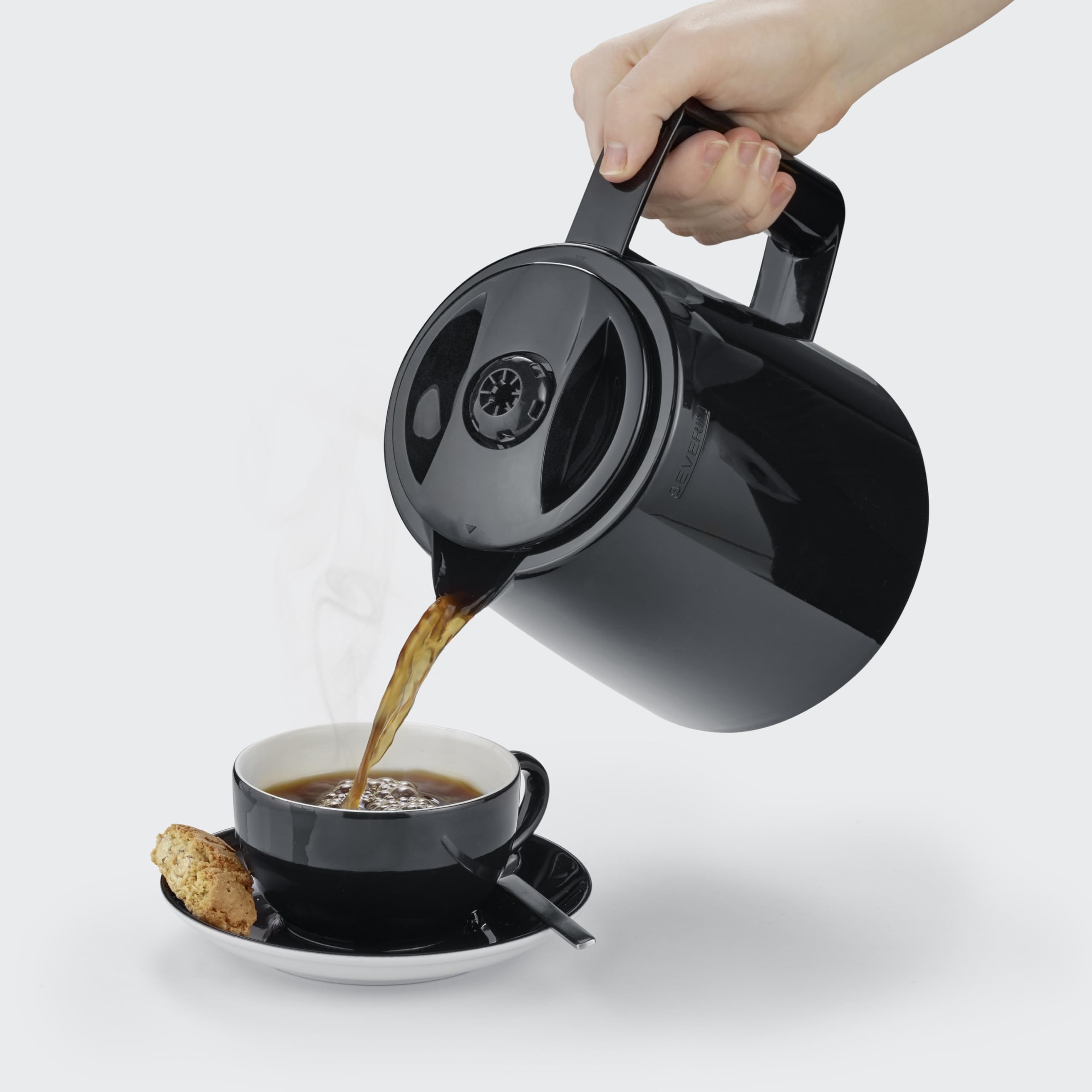 SEVERIN Cafetière Filtre Isotherme Duo, 2 X 1000 W, Jusqu'à 2L soit 16 tasses, 2 verseuses isothermes, 2 filtres pivotants, Noir, KA 9315