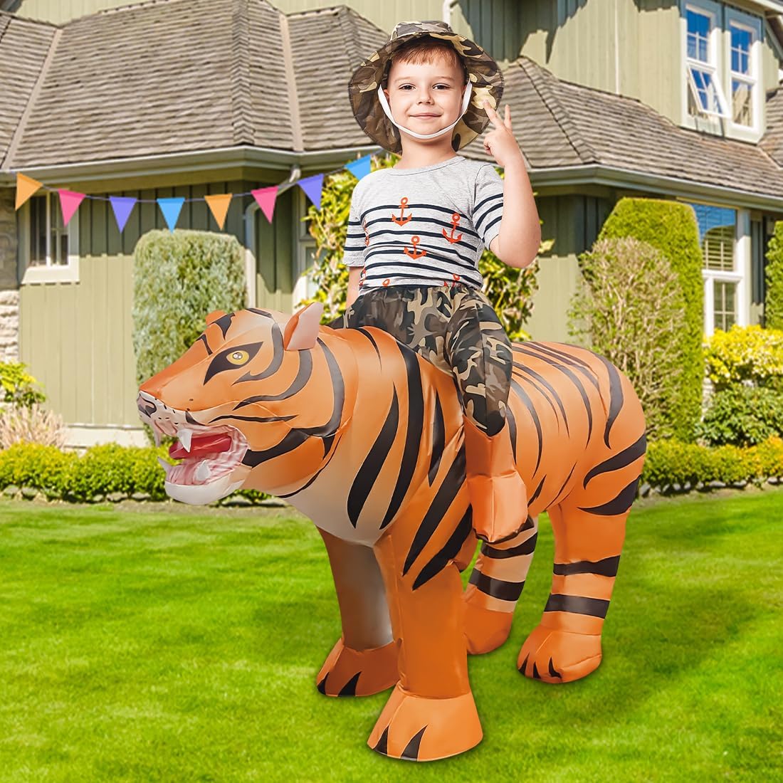 GOOSH Inflatable Tiger Costume for Kids Halloween Costumes Boys Girls Funny Blow up Costume for Halloween Party Cosplay - Image 3