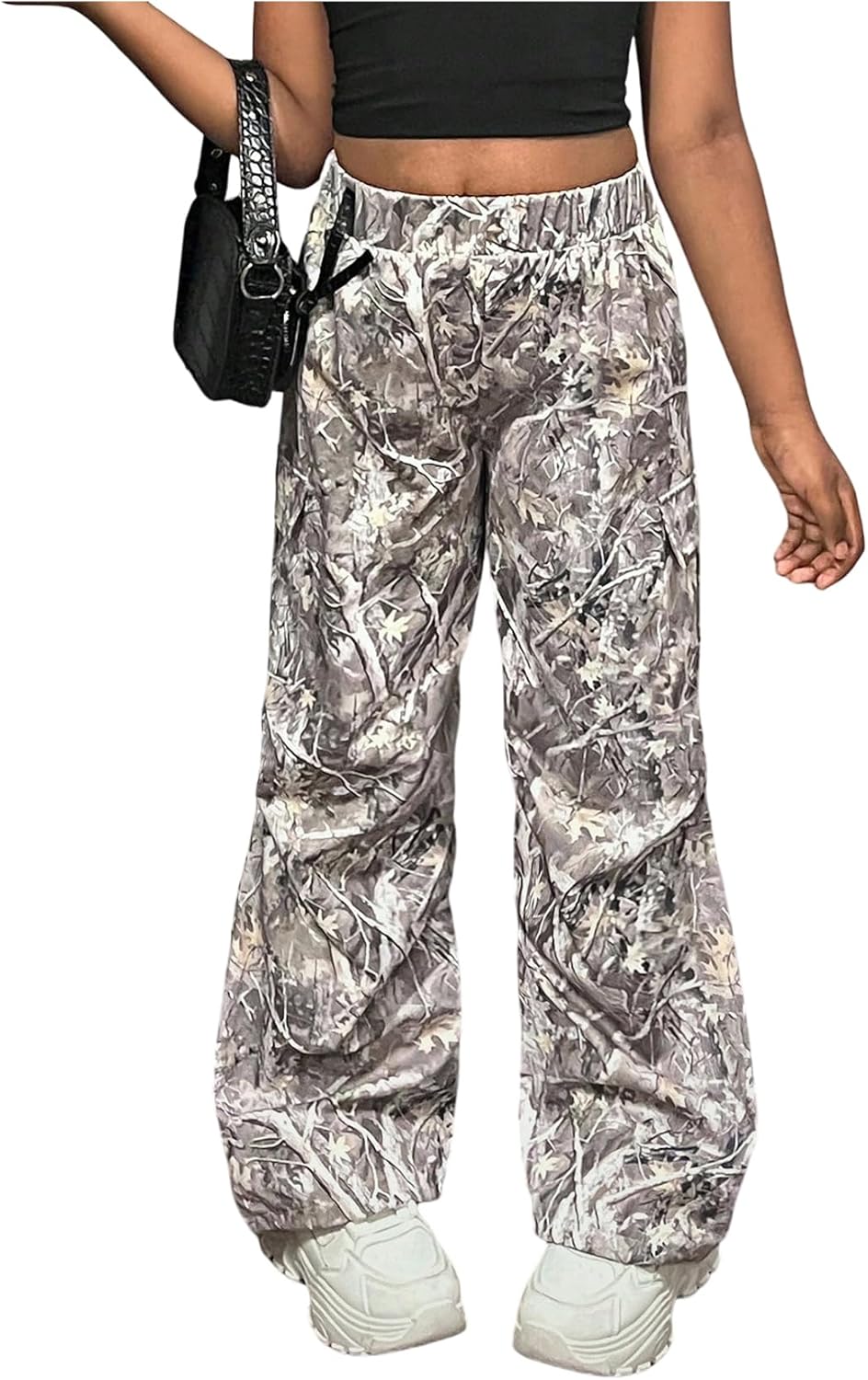 Floerns Girl's Camo Print Straight Leg Y2k Pants Elastic Waist Gym Track Pants