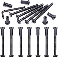 Vista 14 de Swpeet Juego surtido de 25 tornillos de acero al carbono M6x20mm de acero al carbono, tornillos hexagonales negros, tuercas de barril con 1 llave