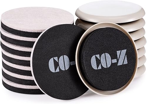 CO-Z Deslizadores de fieltro para muebles, paquete de 16 con 8 deslizadores de plástico y 8 deslizadores de fieltro, deslizadores de muebles