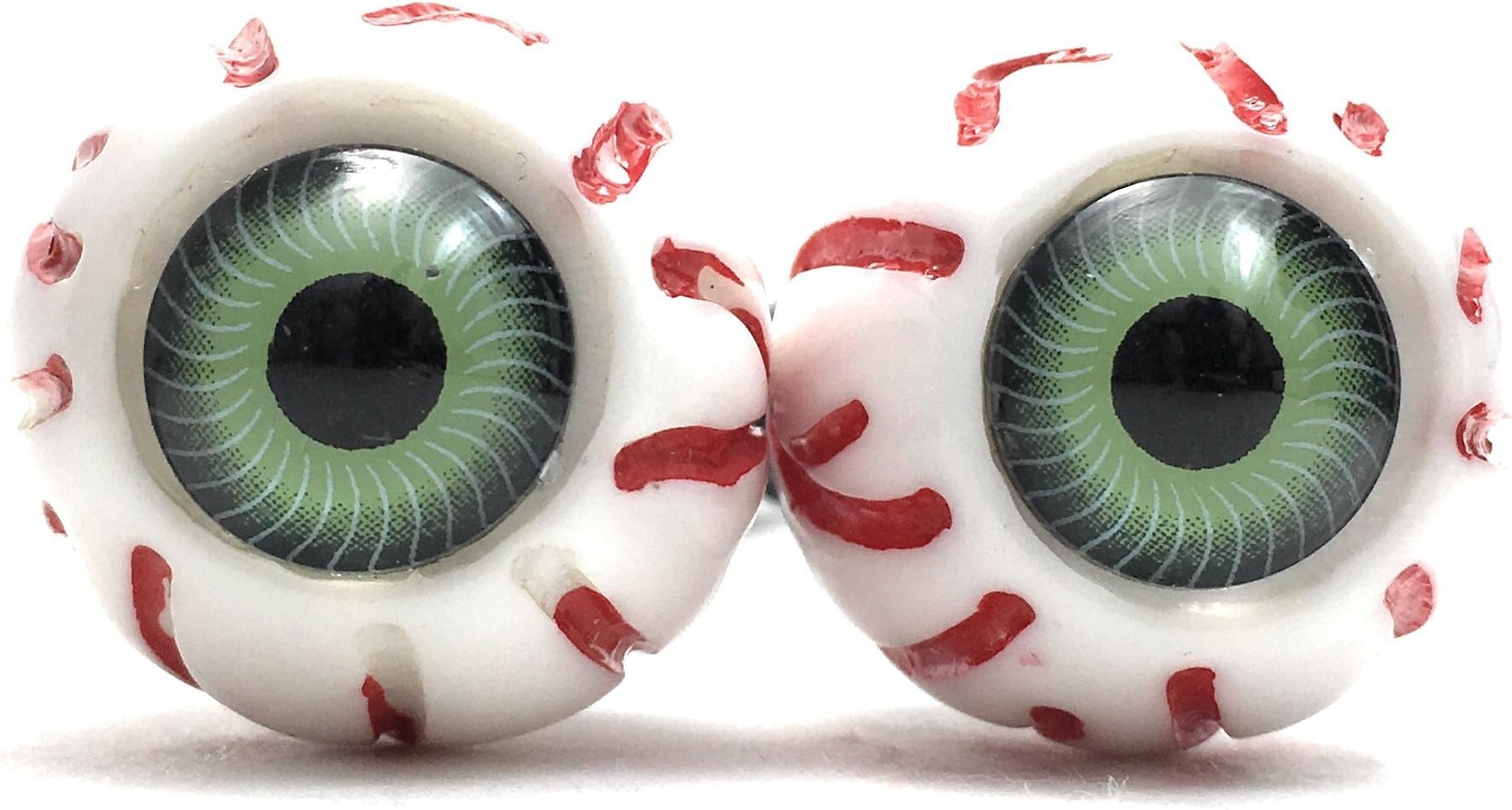 Eyeball Hair Tie - Cute Creepy Adorable Scary Japanese Harajuko Fashion Pastel Goth Punk Costume Cosplay Accessory (1 pair, Green)