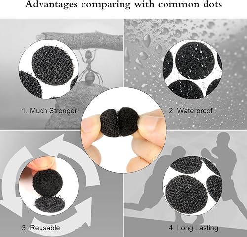 Miniatura 10 de 400 piezas (200 pares de juegos) gancho trasero adhesivo de 0.59 pulgadas de diámetro, cintas autoadhesivas de puntos para manualidades, oficina,