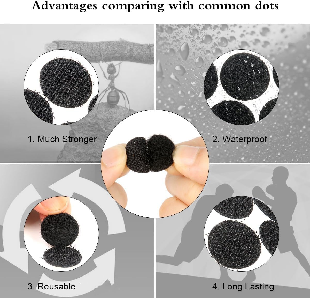 diámetro base adhesiva 20 mm DIY Magic nailon monedas de gancho y bucle tiras con resistente al agua Pegamento cierre autoadhesivo – Dots Ronda Pads de vinilo