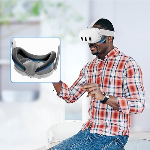 Miniatura 5 de OURVR Silicone Face Cover Pad Compatible with MetaOculus Quest 3 Headset Accessories,Vr Face Cushion Mask for Quest 3(Black)