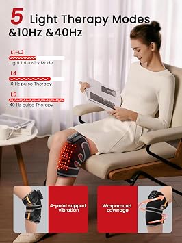 Gracekey Red Light Therapy for Knee with Heating & Vibration,Fsa Hsa Eligible Infrared Red Light Therapy Knee Massager, Cordless 660 & 850nm,Relieve Joint Pain for Knee Shoulder Elbow