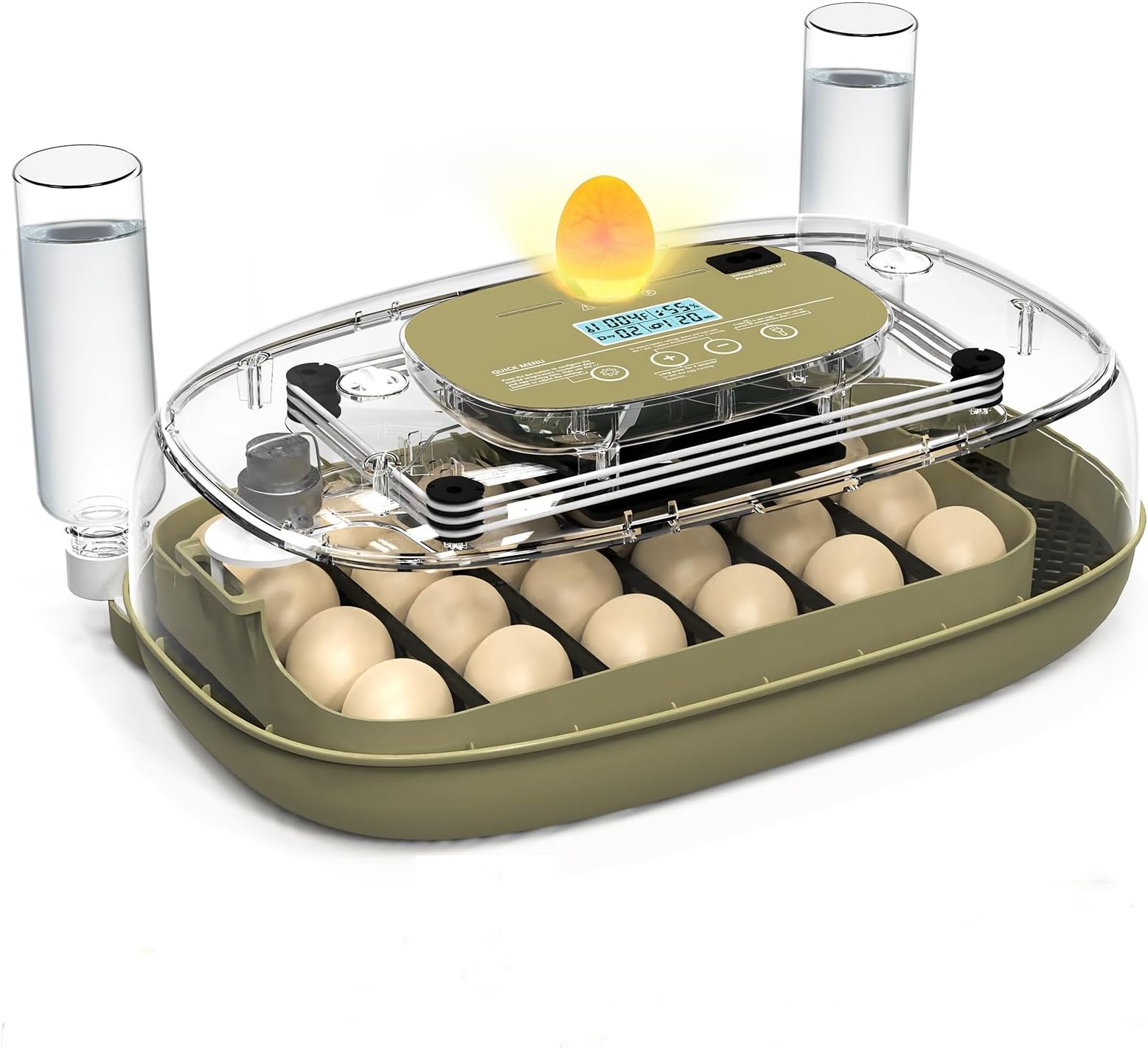 24-Egg Incubator,Egg Incubator with Automatic Turning,Humidity Control,Digital LED Display,360° Viewing Window,External Water-Adding,Egg Incubators for Chicken, Duck, Goose, and Quail Eggs