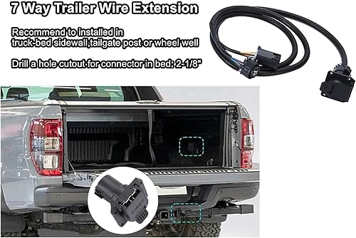 Miniatura 6 de Extensión de arnés de cableado de remolque de 7 pines 56070, con conectores para caja de camión lateral del vehículo, kit de arnés de cableado de