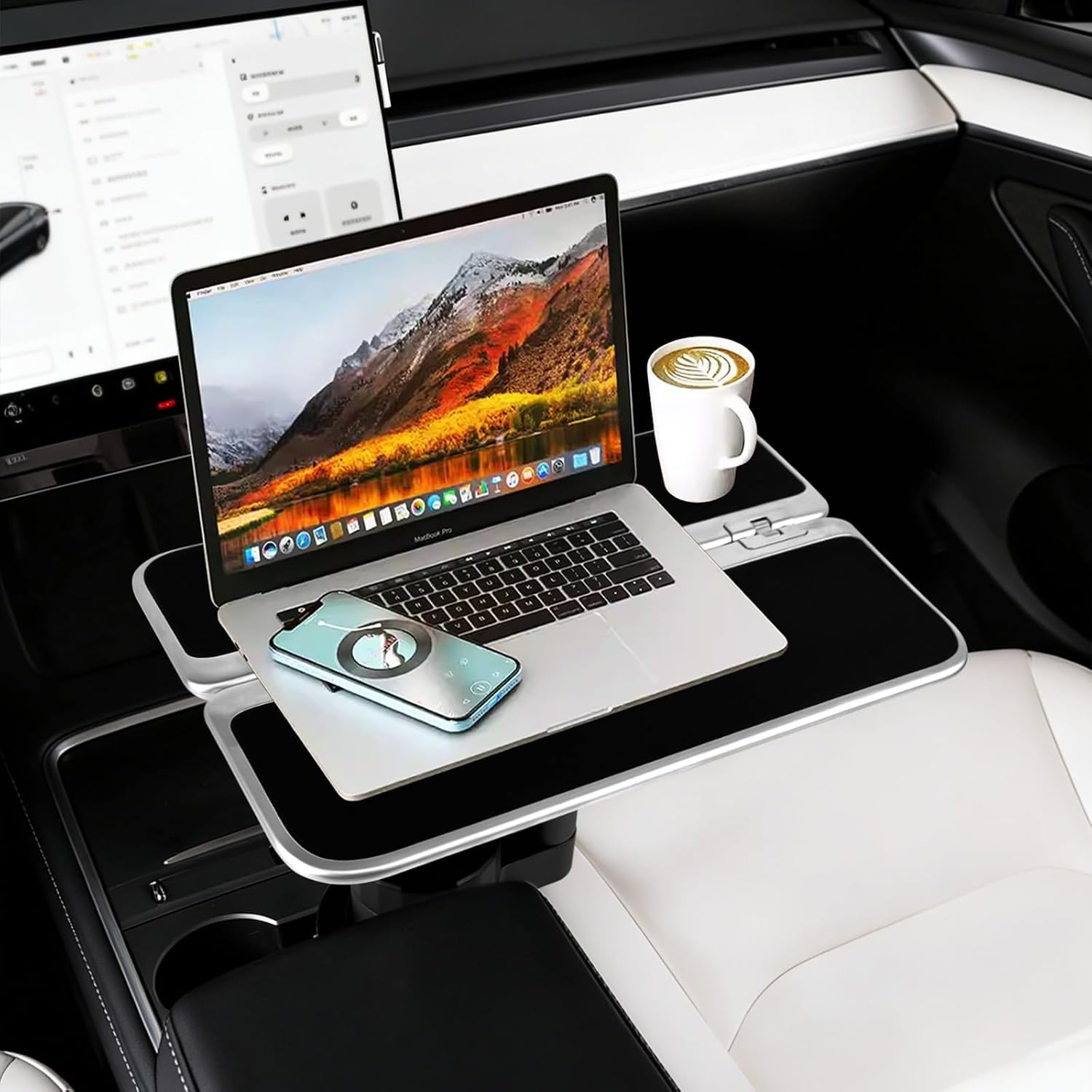 360° Car Desk for Laptop & Food, Folding Rotating Car Tray, Car Table Car Laptop Mount for Women & Men, Car Accessories Compatible with Tesla Model Y/3/S, Ford F150 & Most Vehicles