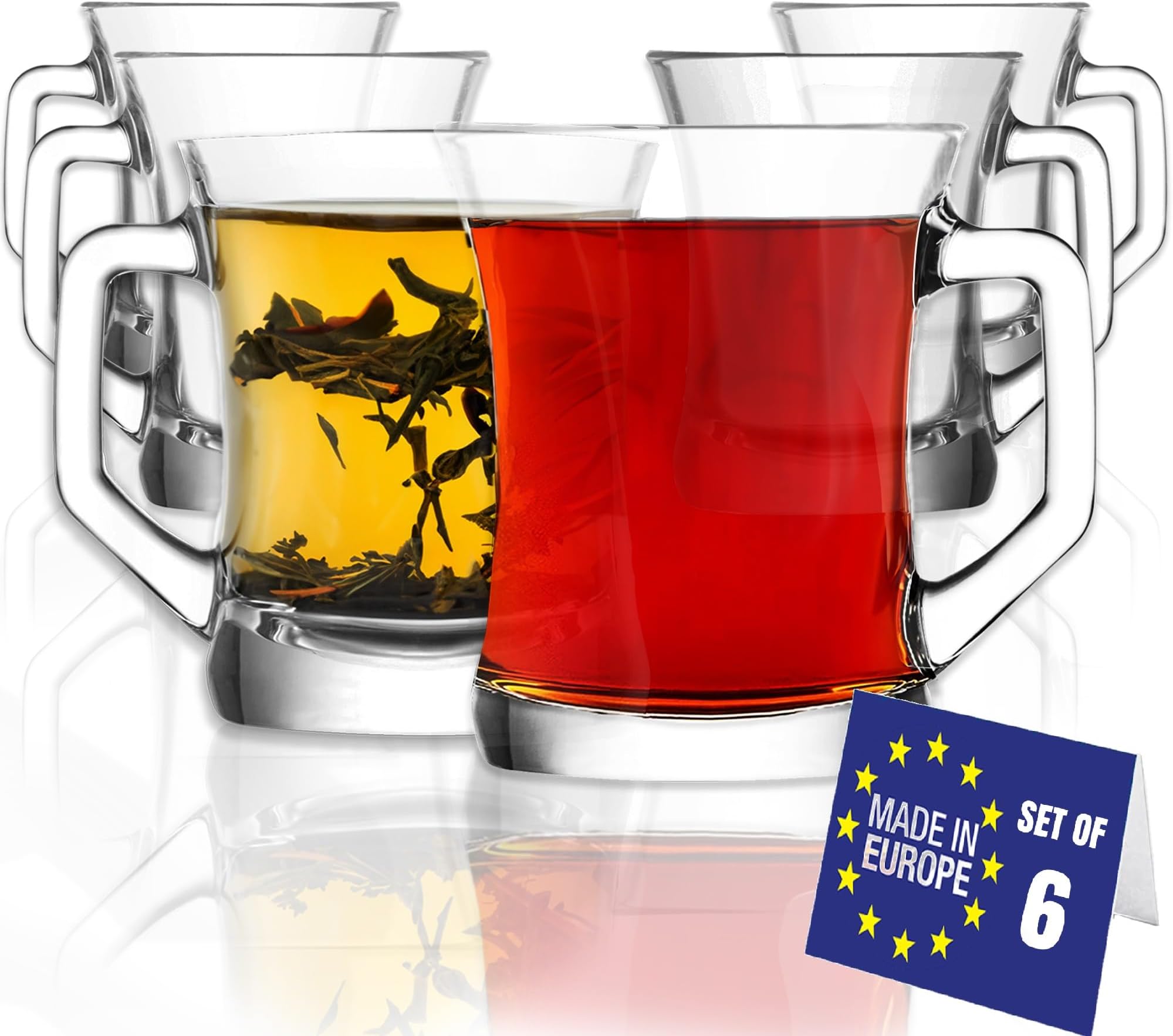 NORDIC SCHILLER Premium Glass Coffee Mugs Set of 6 225ml 100 LEAD FREE