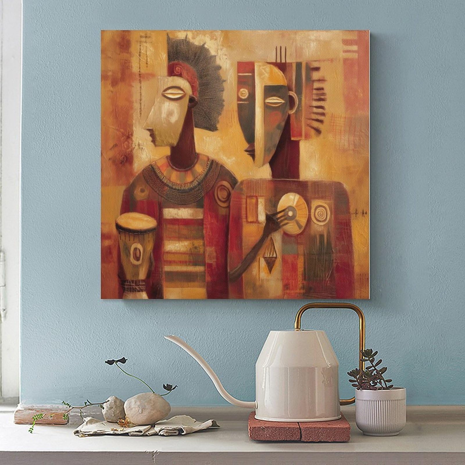 Poster di musica tribale africana su tela, decorazione artistica da parete, stampa dipinti per soggiorno, camera da letto, decorazione 40,6 cm L x 40,6 cm W
