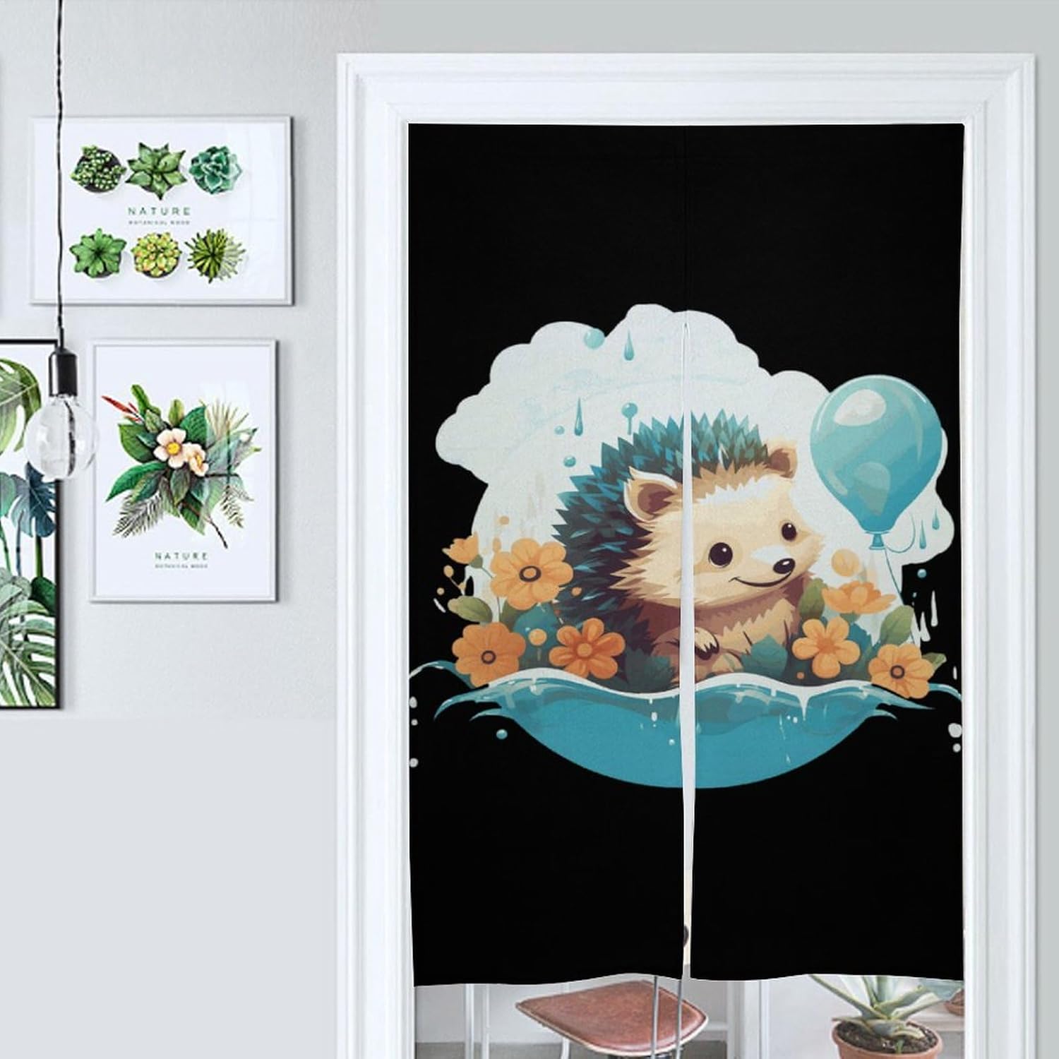 Funny Hedgehog Balloons Door Curtain Blackout Door Cover Curtains Door Screen for Home Accessories
