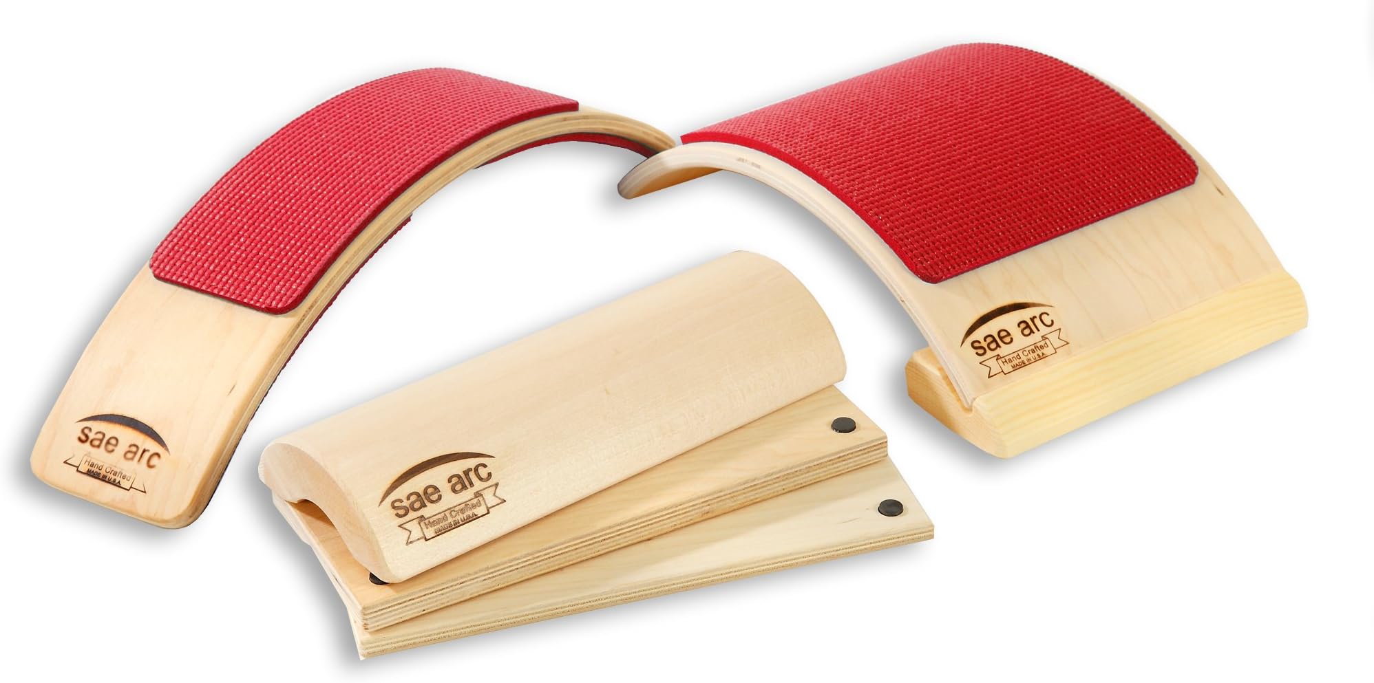 Spine Stretching Equipment (Red) Therapeutic Device Combo with Four in One Adjustable Wooden Pillow, Two in One Back & Lumbar Stretcher, Back Flex & Posture Device