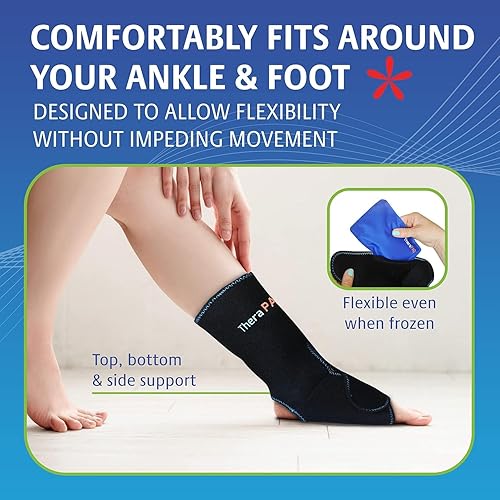 Miniatura 5 de Venda para hielo para pies y tobillos con 2 paquetes para gel, frío y calor  Lo mejor para la tendinitis del talón de Aquiles, fascitis plantar,