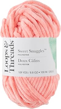 Loops & Threads Sweet Snuggles Yarn - Yarn for Knitting, Crochet, Weaving, and Arts & Crafts - Orange, Polyester, 8.8 oz