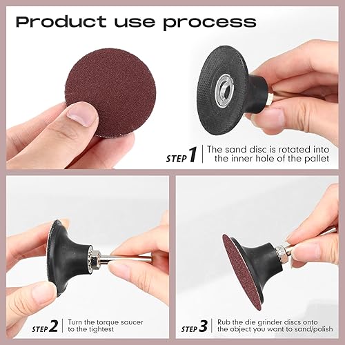 Miniatura 32 de Newwiee 150 discos de lijado de 2 pulgadas con bloqueo de rollo de grano 36, disco de lijado para preparación de superficies, tira de molienda