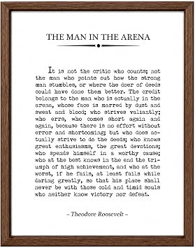 OFlyDesigns The Man in the Arena Wall Art Print for Men, Motivational Office & Gym Decor, Inspirational Leadership Quote Poster, Graduation Gift for Son Husband Boyfriend 8X10, Unframed