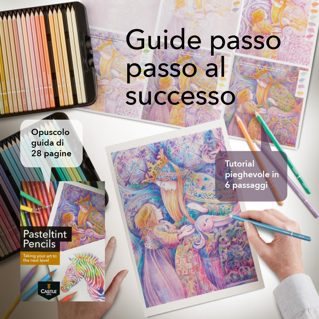 Castle Art Supplies Set di Matite Colorate in Tinta Pastello 48 Colori Cofanetto di Metallo