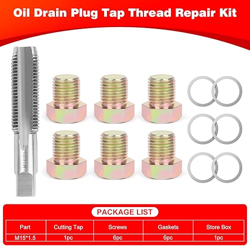 Miniatura 9 de Kit de reparación de roscas de tapón de drenaje de aceite M13 x 1.5MM Tornillos de cárter de aceite Herramienta de reenhebrado de tapón de drenaje