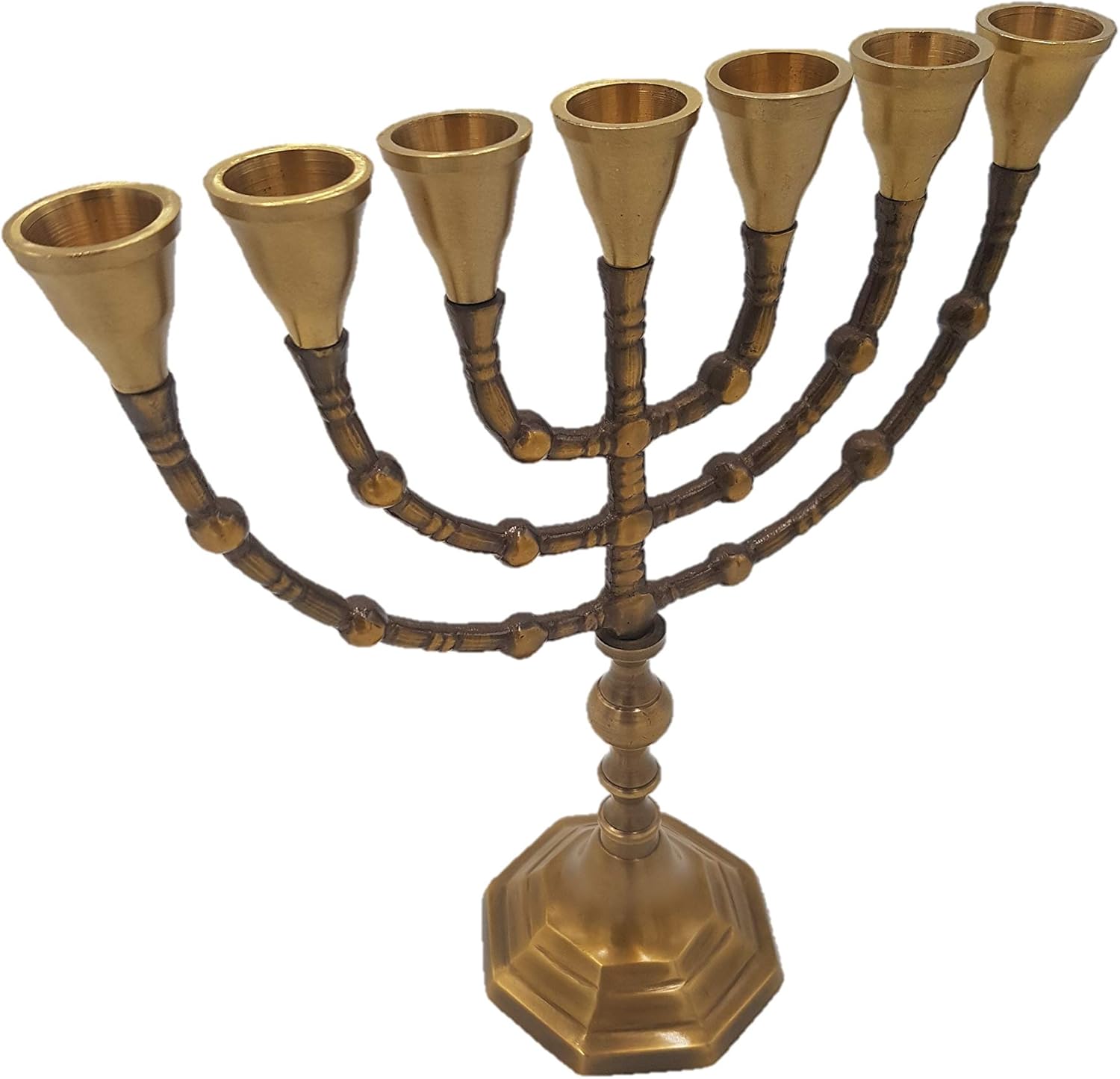 9.5" Height Seven Branches Brass Menorah