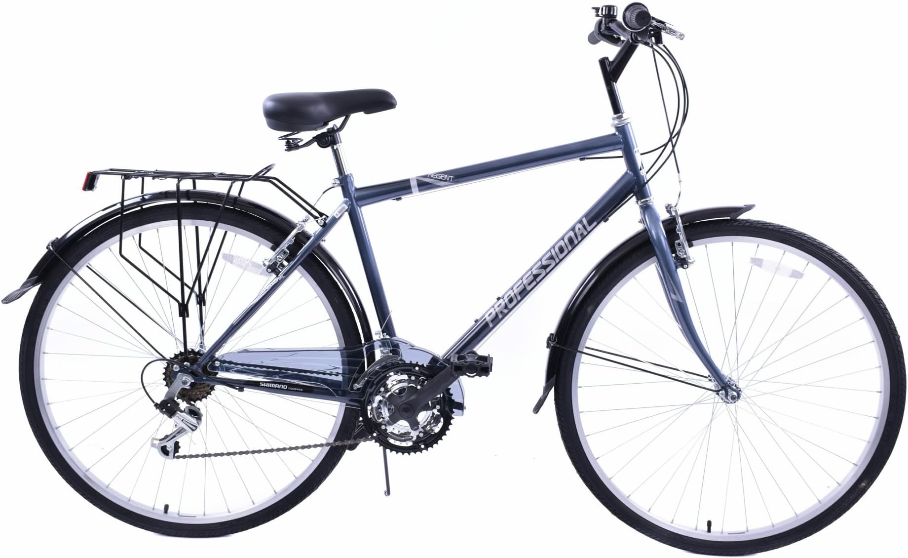 REGENT 700C WHEEL UPRIGHT POSITION MENS 18 SPEED HYBRID CITY BIKE SMALL 16" FRAME WITH MUDGUARDS & CARRIER