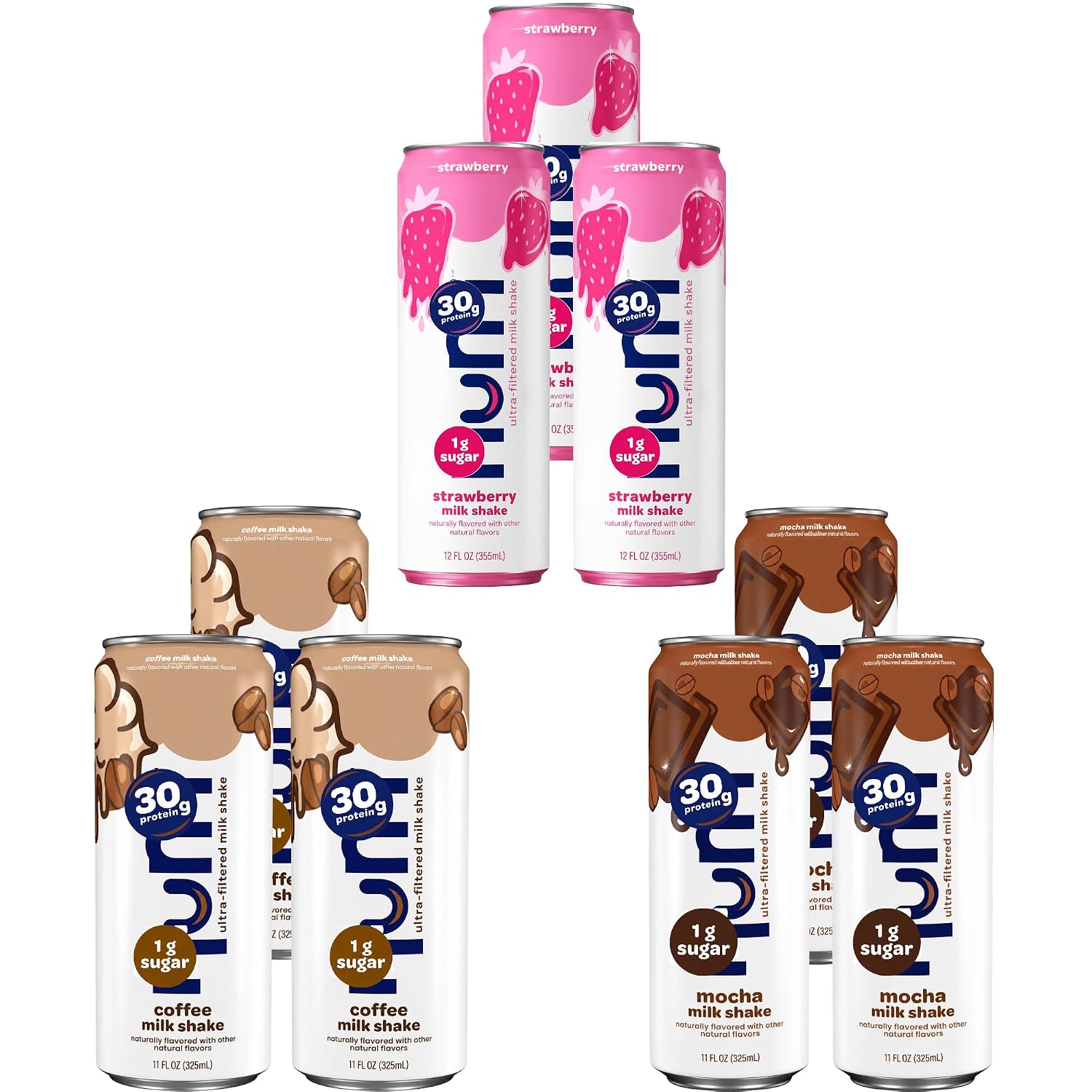 Variedad de batidos proteicos Coffee, Strawberry y Mocha, 9 latas