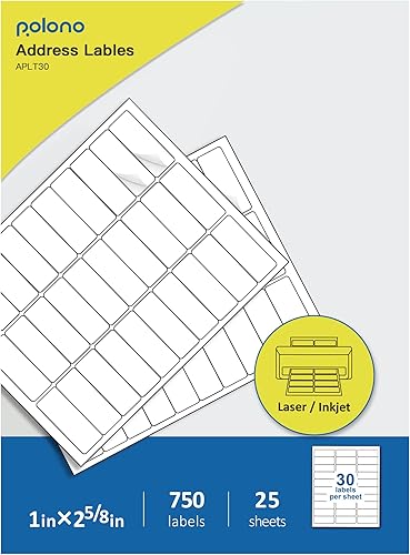 Etiquetas de dirección POLONO de 1 x 2 58 pulgadas para impresoras de inyección de tinta y láser, etiquetas de correo 2.0 compatibles con Avery