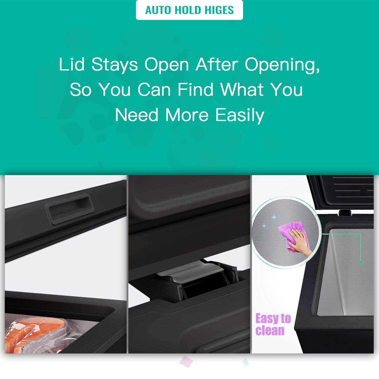Antarctic Star 7.0 Cu.Ft Chest Freezer 6.8℉To -4℉With Removable Basket Free Standing Top Open Door Compact Freezer With Adjustable 7 Temperature Defrost Water Drain/Power Saving Ul Certified Black on Fridge.com - View 5