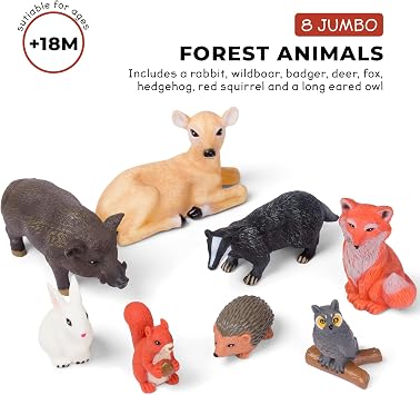 Learning Minds Set of 8 Jumbo Forest Animal Figures - Woodland Animals