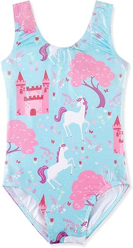 HOZIY Gymnastics Leotards for Girls Toddlers Kids Sleeveless Tumbling Outfits for Dance Print