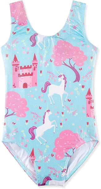 HOZIY Gymnastics Leotards for Girls Toddlers Kids Sleeveless Tumbling Outfits for Dance Print