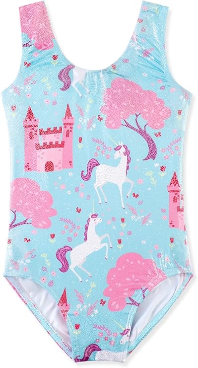HOZIY Gymnastics Leotards for Girls Toddlers Kids Sleeveless Tumbling Outfits for Dance Print