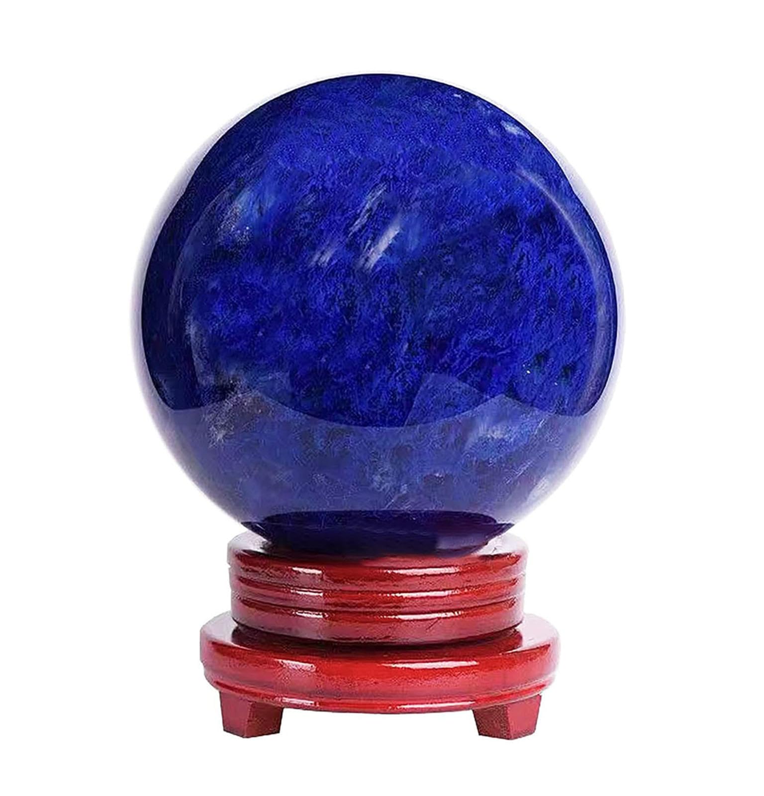 BHBHCPZGR Crystal Ball Blue Melting Quartz with Stand Ornaments Stone Polished Photography Display Sphere Desktop Decoration,18cm/7.1in