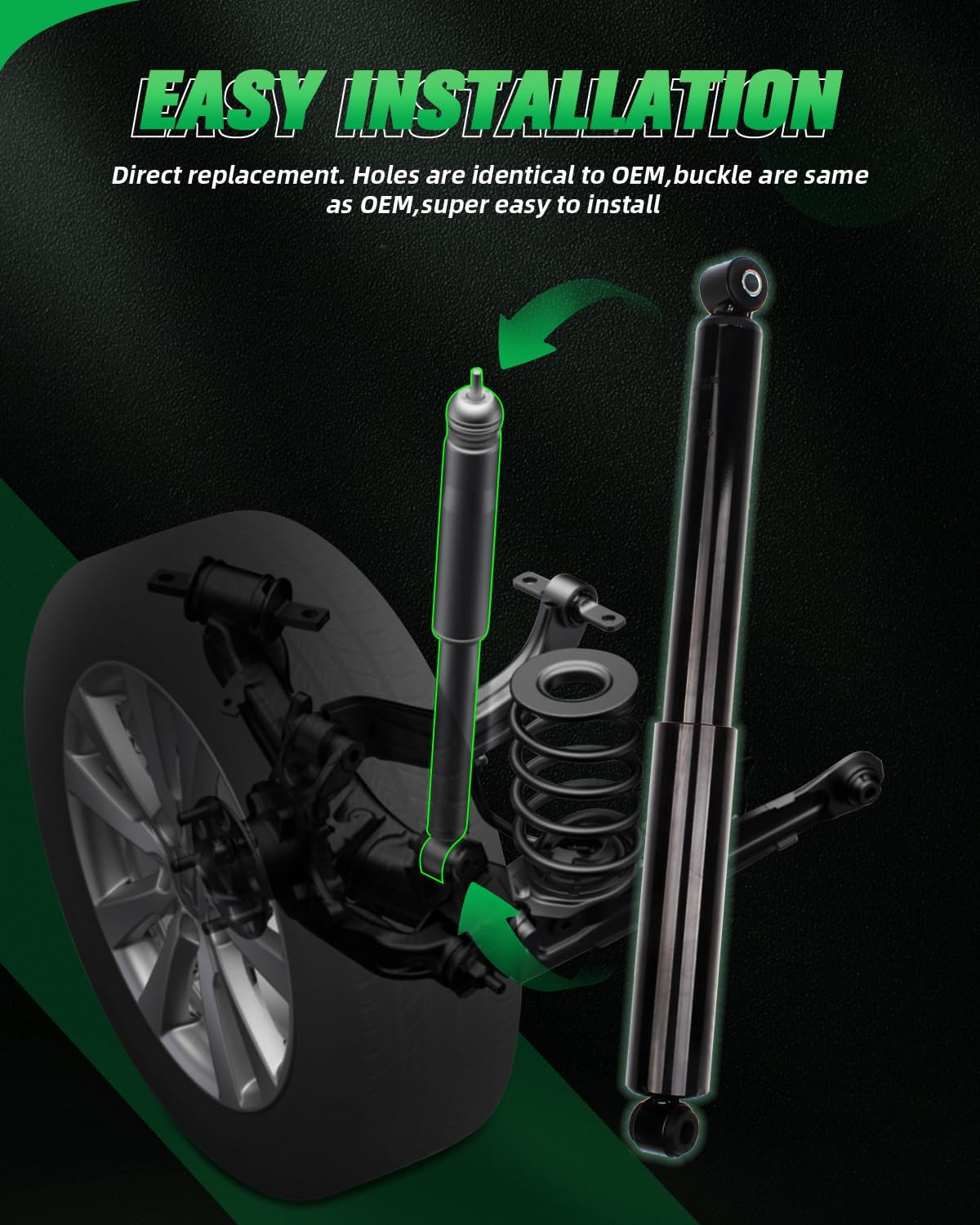 SCITOO Rear Shocks Set of 2, Shocks Absorbers and Struts Fits 85-96 for Ford for F-150,87 88 89 90 91 92 93 94 95 96 for Ford for F-250,99 00 01 02 03 04 08 09 10 11 12 for Ford for F-350 Super Duty