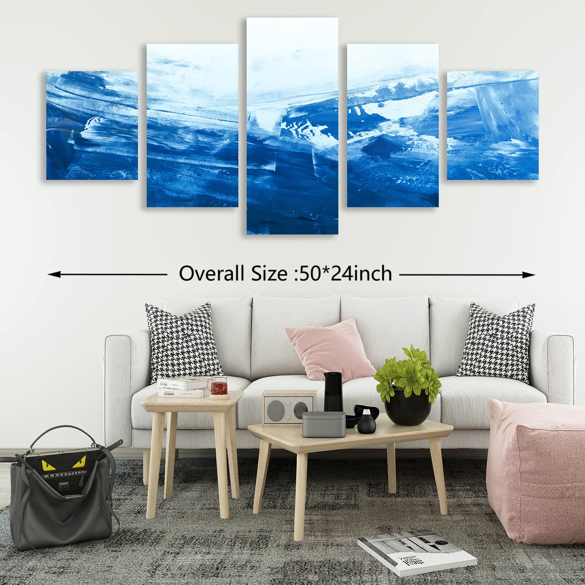 Abstrakte Leinwand-Wandkunst 3-teilig – 50x70 Cm Pro Bild, Blau, Modern