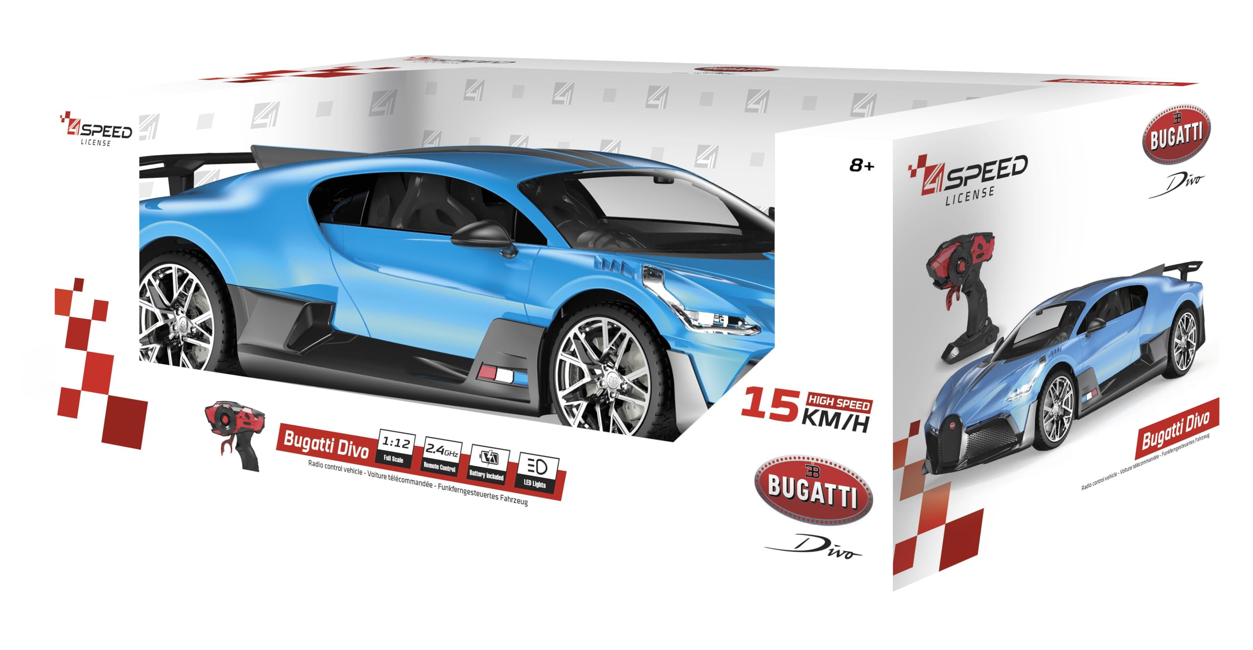 Silverlit – 4Speed – Bugatti Divo 1:12 Zdalnie sterowany samochód – RC dla dzieci 2,4 GHz – Przednie i tylne światła – Zdalnie sterowany pojazd prędkość 15 km/h – Ładowany