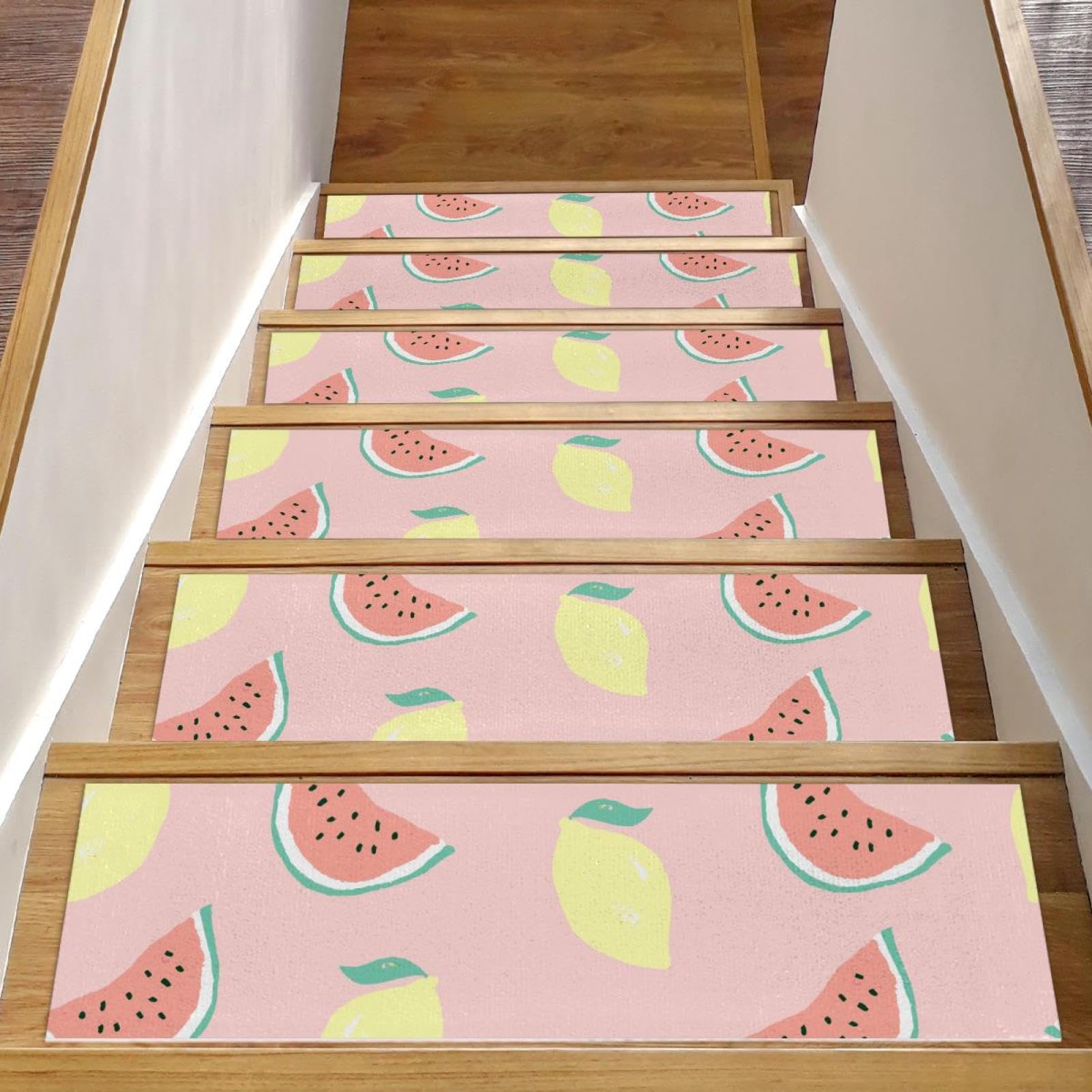 Almohadillas antideslizantes para escaleras interiores de madera con base de seguridad de 8x30"