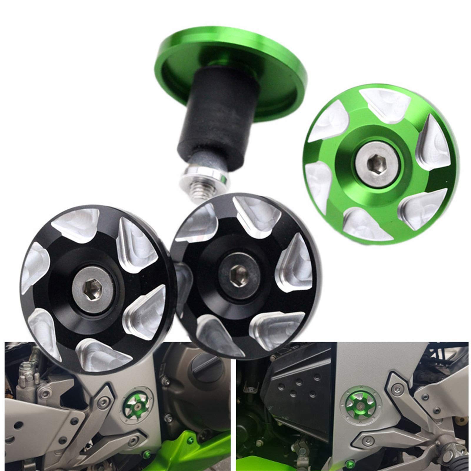 Motorcycle CNC Cadre Hole Capuchon Bouchons Accessoires/Fit Pour Kawasaki Z750 2007-2009 Z 750 2008 Z 800 Z800 2013-2016 2014 2015 (Color : Green